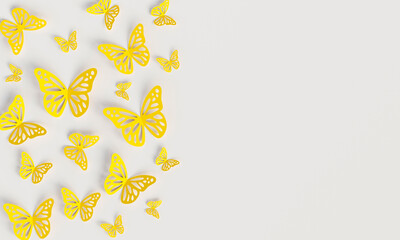 Butterfly background with copy space. 3D Rendering