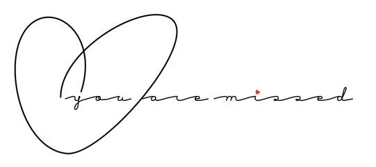 A simple line drawing of an incomplete heart on an isolated white background for Valentine’s Day 