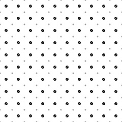 Square seamless background pattern from geometric shapes are different sizes and opacity. The pattern is evenly filled with small black pill symbols. Vector illustration on white background