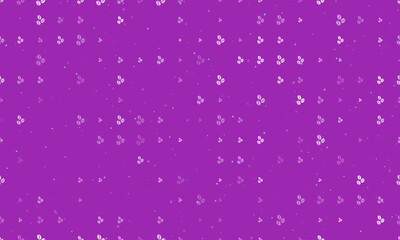 Obraz premium Seamless background pattern of evenly spaced white coffee beans symbols of different sizes and opacity. Vector illustration on purple background with stars