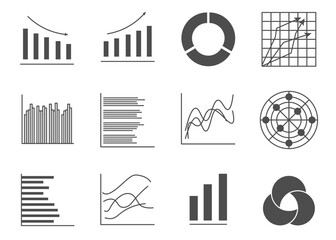 Set of business graph icon, Symbol object statistics finance presentation, Flat success report symbol vector. 640x640 pixels