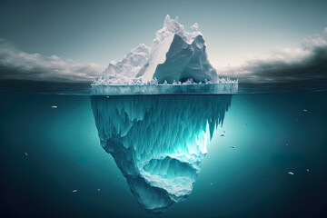 Fototapeta na wymiar Schwimmender Eisberg im Wasser, Generative AI