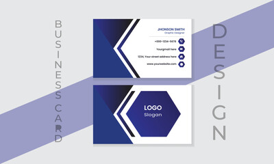 Modern blue and white business card design. Flat design vector abstract Creative and Clean Business Card Template.

