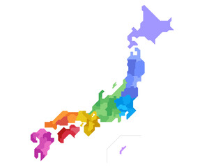日本地図　地方別　県別