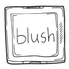Makeup products for women. Vector sketch of blush
