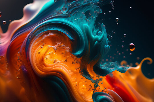 Generative AI abstract painting, colorful splashes background