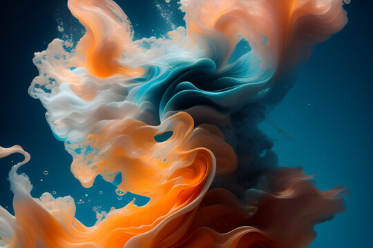 Generative AI abstract painting, colorful smoke background