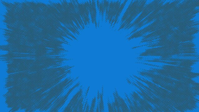 Abstract halftone burst motion graphic background.