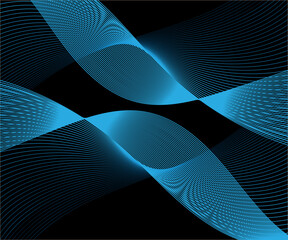  Abstract wave background with lines. Wave background design on black color background. 