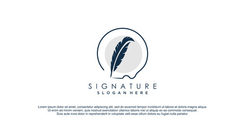 Feather logo with creative design vector icon illustration