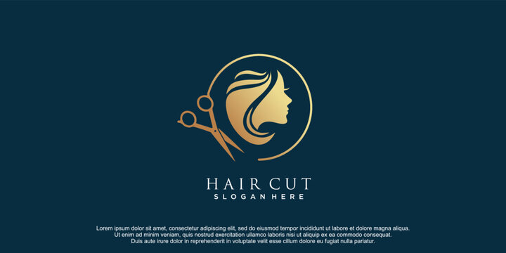 Hair cut logo with creative design icon vector icon illustration