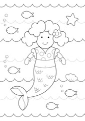 cute easy mermaid coloring sheet. you can print it on a4 size paper