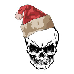 Vector human skull drawing, Human skull front view Illustration.