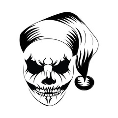 Vector human skull drawing, Human skull front view Illustration.