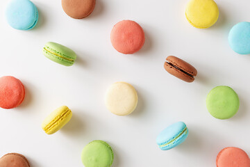 Sweet colorful French macaron biscuits