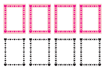 poster frame decoration with heart in simple shape, border vector template. Valentine greeting card or wedding invitation.