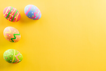 Easter eggs many color and easter background