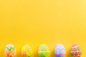 Easter eggs many color and easter background