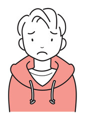 怒る・困る・ナーバスな若い男性　上半身
