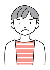 怒る・困る・ナーバスな若い男性　上半身