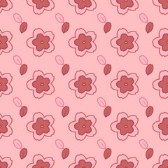 Seamless sakura cute flowers background,template,pattern