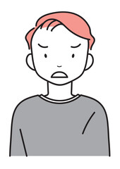 怒る・困る・ナーバスな若い男性　上半身