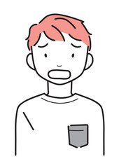 怒る・困る・ナーバスな若い男性　上半身