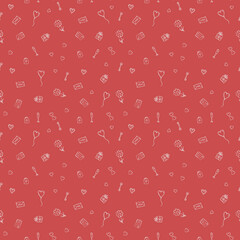 Valentine's day pattern. Seamless pattern with hearts, giftbox, flowers. Love background