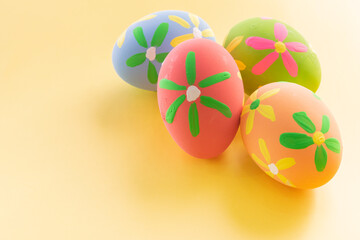 Easter eggs many color and easter background