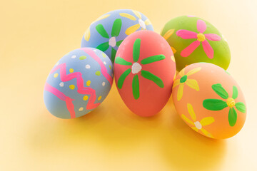 Easter eggs many color and easter background