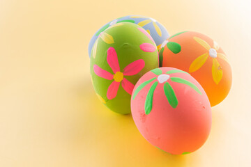 Easter eggs many color and easter background