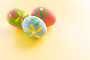 Easter eggs many color and easter background