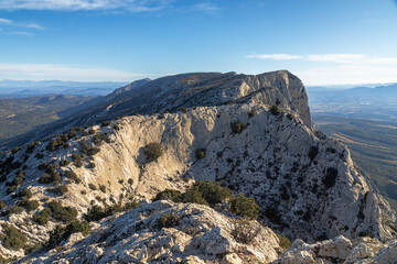 the Sainte Victoire mountain photographed on a winter morning