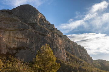 the Sainte Victoire mountain photographed on a winter morning