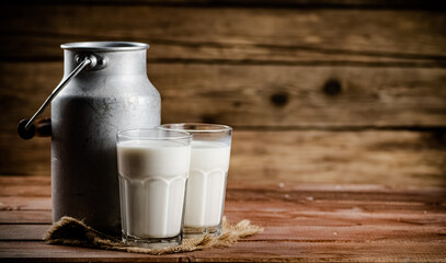 A glass of homemade village milk. 