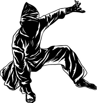illustration silhouette artline pencak silat