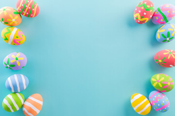 Easter eggs many color and easter background