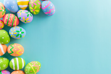 Easter eggs many color and easter background