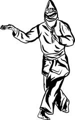 illustration silhouette artline pencak silat