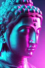 Statue de bouddha déco pop art moderne. Design pour tableau, cadre, poster.  Generative AI