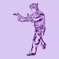 illustration silhouette artline pencak silat