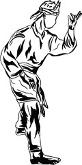 Fototapeta premium illustration silhouette artline pencak silat
