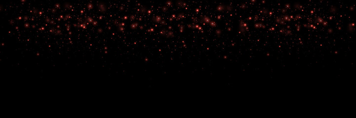 Fototapeta na wymiar Red glow effect, glare, explosion, glitter, sun glare, sparks and stars on a black background