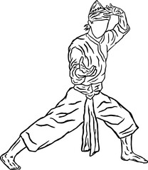 illustration silhouette artline pencak silat