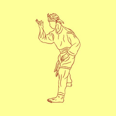 Fototapeta na wymiar illustration artline silhouette of pencak silat fighter