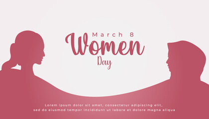 International women day background, with women silhouette on pink background, for wallpaper, flyer etc. 