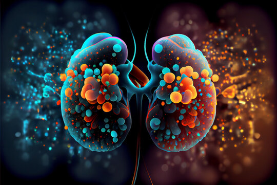 Beautiful Abstract Kidneys With Nebula Dust Concept, Contemporary Colors And Mood Social Background