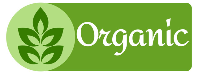 Organic eco natural bio vegan sticker label logo icon. Logo with a pattern of green leaves. Ecological products. Stickers of eco-friendly products. Vector illustration of vegan organic food icons