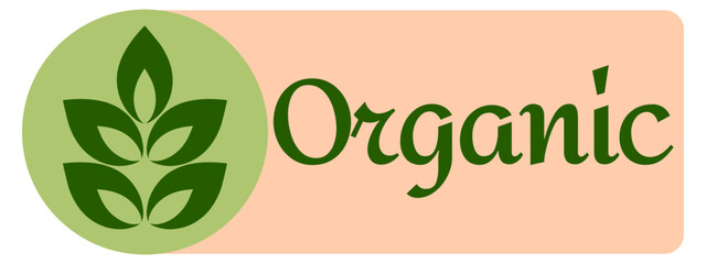 Organic eco natural bio vegan sticker label logo icon. Logo with a pattern of green leaves. Ecological products. Stickers of eco-friendly products. Vector illustration of vegan organic food icons
