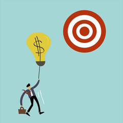 businessman with bulb idea